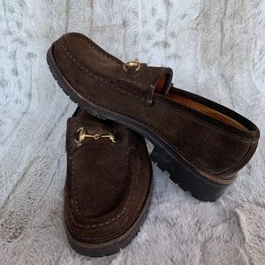 Brown suede Gucci loafers